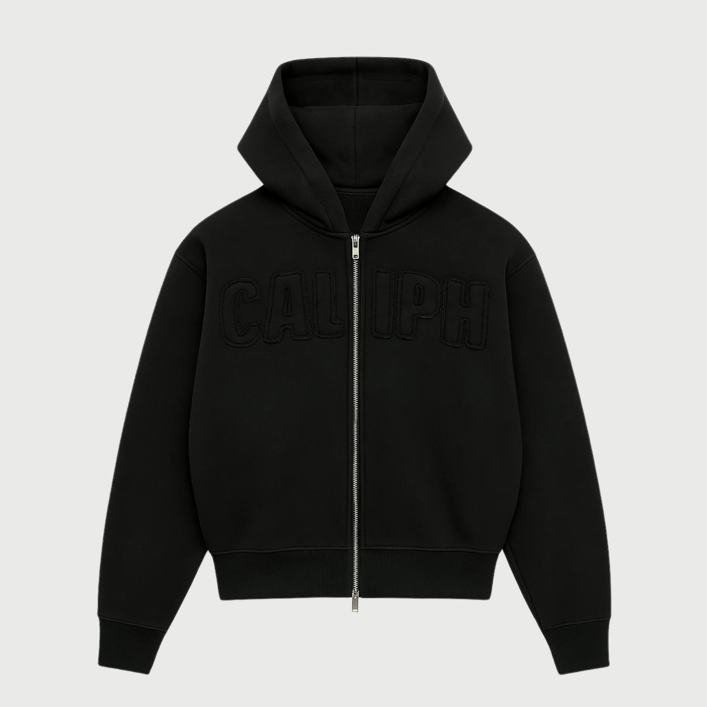 OBSIDIAN BLACK ZIP UP HOODIE