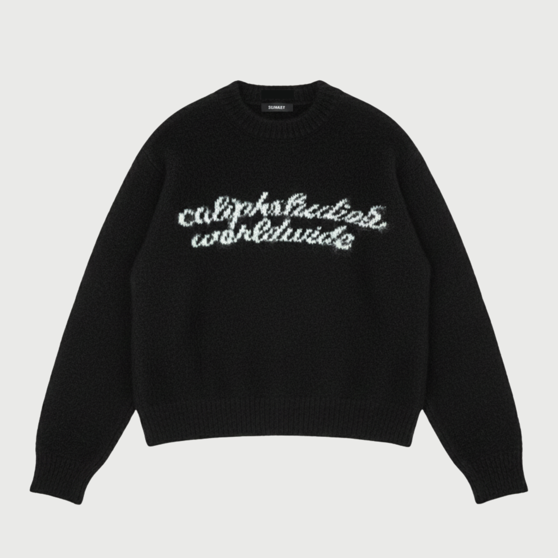 Mohair knit sweater flatlay