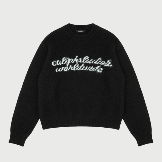 Mohair knit sweater flatlay