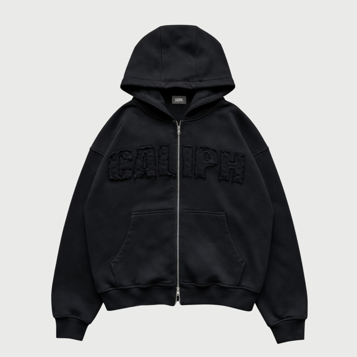 OBSIDIAN BLACK ZIP UP HOODIE